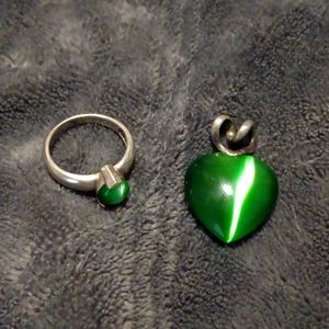 Green catseye ring and pendant